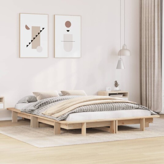 Sengeramme uten madrass hvit 135x190 cm heltre furu 8721102851490
