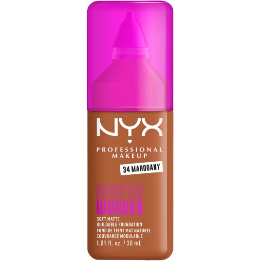 NYX Make Em Wonder Foundation 34 Mahogany - Matt, Påbyggbar Formel