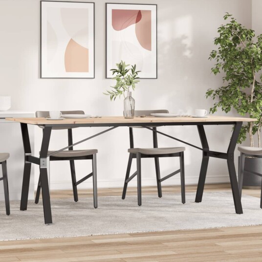 Spisebord Y-ramme 180x90x75 cm heltre furu og støpejern 3282722