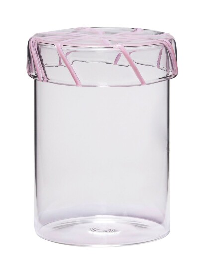 Hübsch Heir Opbevaringsglas - Pink - Ø9XH14CM