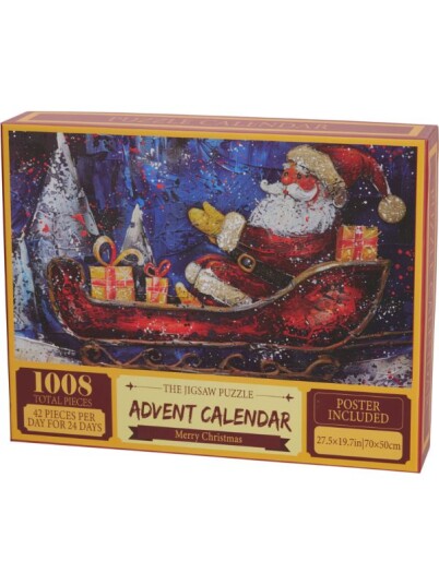 Julekalender puslespill 1008 brikker - Nissens slede Julekalender puslespill 1008 brikker - Nissens slede