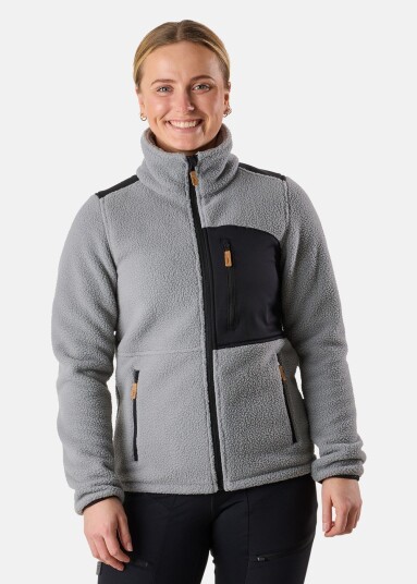 Swedemount Nordkap Pile Jacket W Lt Grey/Black 34 Fleecetrøyer
