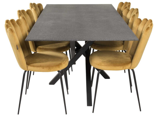 Venture Design Piazza & Limhamn spisegruppe Grå/gul 6 st stoler & bord 180 x 90 cm