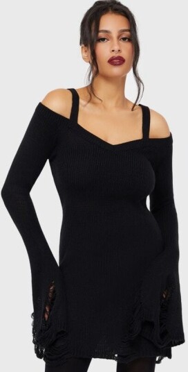 Killstar   Goth Kort kjole   Night Widow Mini Dress   XS til 4XL   Damer   svart