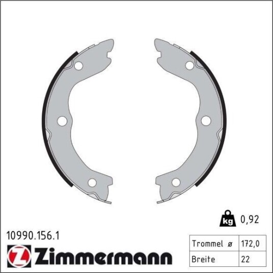ZIMMERMANN 10990.156.1 Bremseskosett, håndbrems
