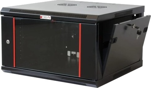 Techly 19" Veggmontert Rackskap 6 Enheter Enkel Seksjon 450 Mm Dybde Svart