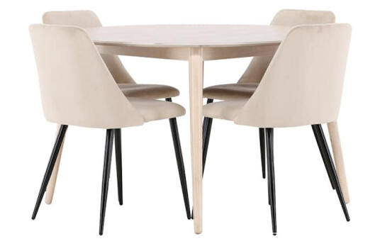 Spisegruppe Venture Home Flora Ø120 cm med 4st Night Spisestoler