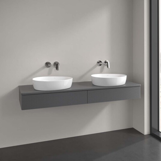 Villeroy & Boch Antao Servantskap med 2 skuffer 160x50x19 cm u/lys Antrasitt Matt Villeroy & Boch Antao Servantskap med 2 skuffer 160x50x19 cm u/lys Antrasitt Matt