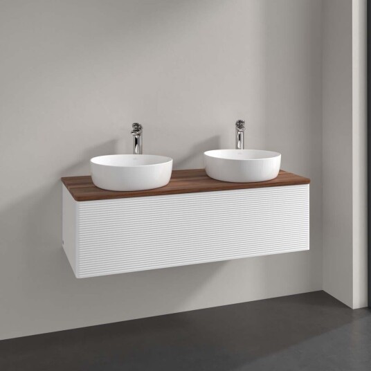 Villeroy & Boch Antao Servantskap med 1 skuff 120x50x36 cm u/lys Hvit Matt/Valnøtt Villeroy & Boch Antao Servantskap med 1 skuff 120x50x36 cm u/lys Hvit Matt/Valnøtt