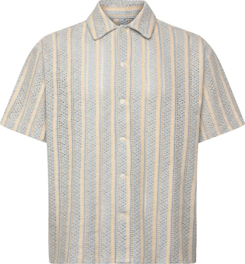 Jack & Jones Jorcotedazur Bellagio Crochetshirt Ss Sn   Blue   XS