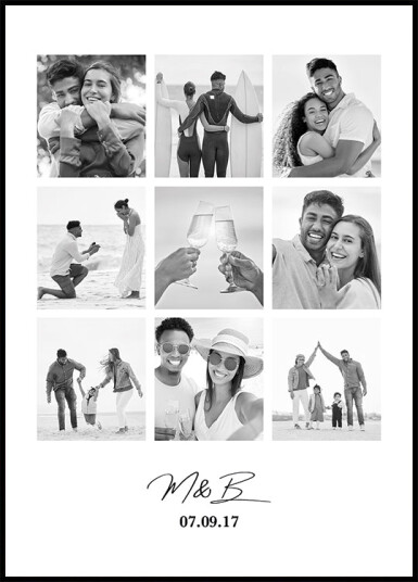 Personalized Couple Photo Collage Plakat Plakat / 21x30cm