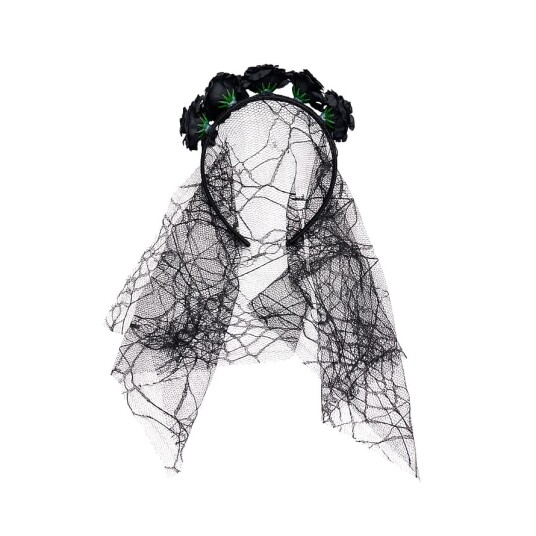 Flower Veil Headband Black Flower Veil Headband Black