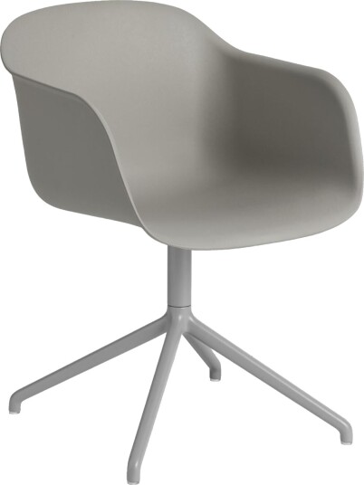 Muuto Fiber Spisestol med Armlener og Svingbar Base Grå