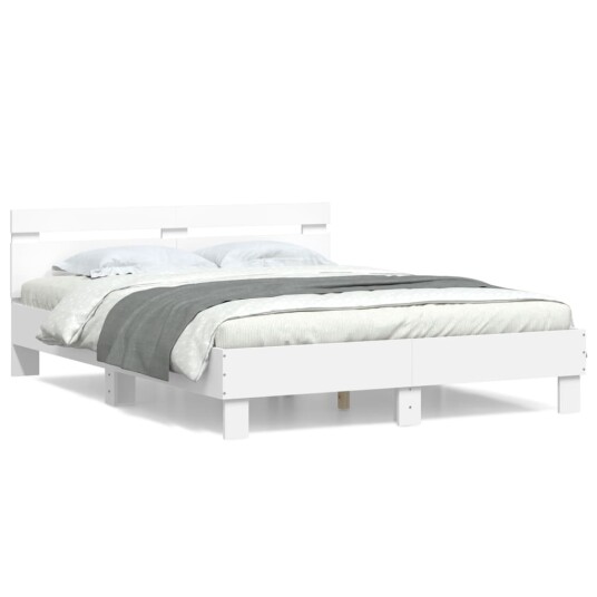 vidaXL Sengeramme med hodegavl hvit 140x200 cm konstruert tre 8721012246379