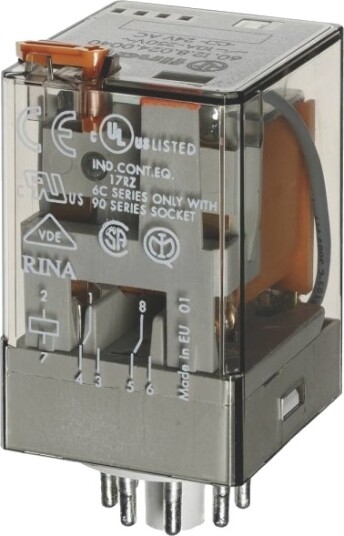 Finder 60.12.9.012.0040 Pluggrelé 12 V/Dc 10 A 2 X Bryter