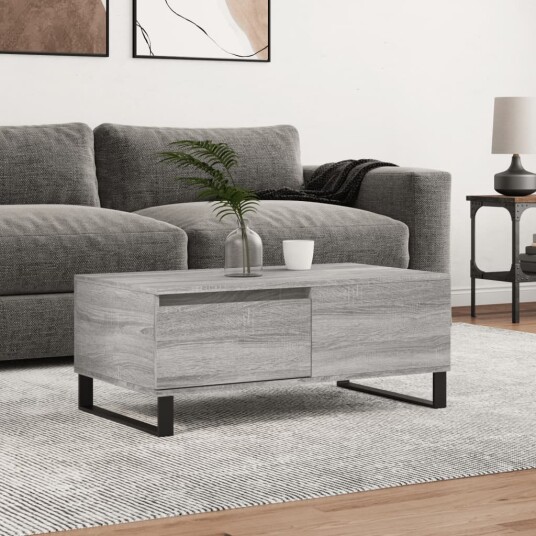 vidaXL Salongbord grå sonoma 90x50x36,5 cm konstruert tre