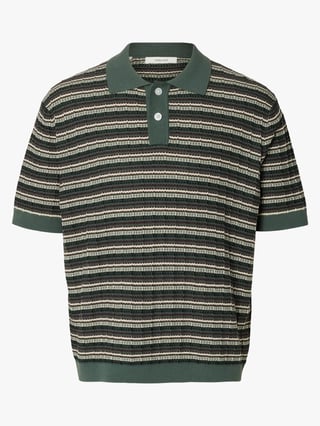 Selected Homme Dane Short Sleeve Knit Color Structure Polo Grønn XL