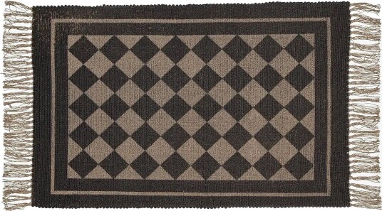 Noble House Door Mat Check Brown 60X90 - BLACK - 60X90 cm