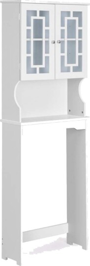 Toalettskap baderomshylle toaletthylle vaskemaskinskap med 3 hyller hvit 60 x 22 x 170,5 cm