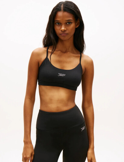 Tommy Jeans Tjw Sp Crp Silver Script Bra   Black   XL