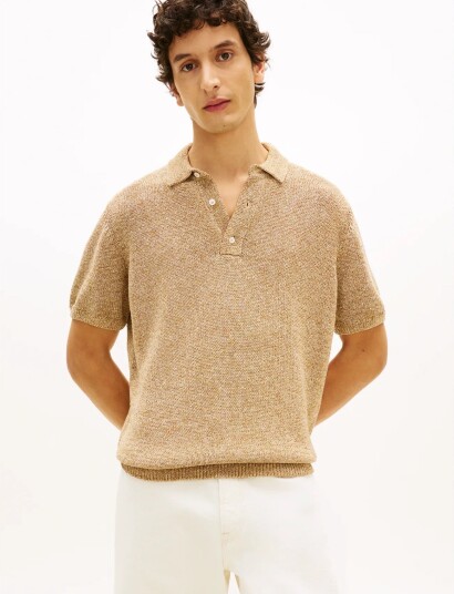 Tommy Hilfiger Dc Spread Collar Mouline  Polo Beige XXL