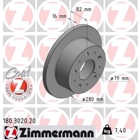 Bremseskive ZIMMERMANN 180.3020.20