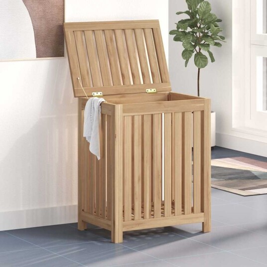 vidaXL Skittentøyskurv 50x35x60 cm heltre teak