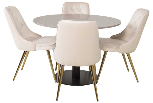 Venture Design Razzia & Velvet spisegruppe Grå/svart 4 st stoler & bord 106 cm
