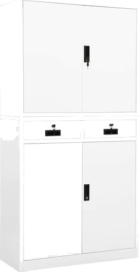  Kontorskap hvit 90x40x180 cm stål