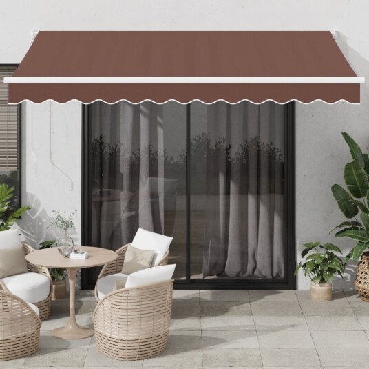 Manuell uttrekkbar markise brun 350x250 cm