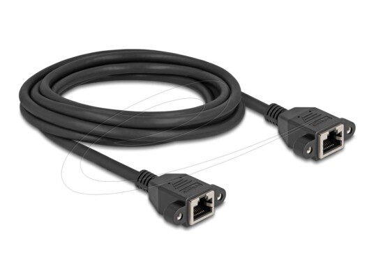 Delock Nettverksforlengelseskabel Rj 45 Hunn Skrubar Til Rj 45 Hunn Skrubar S/Ftp Cat 6A Flat Halogenfri Svart 90786