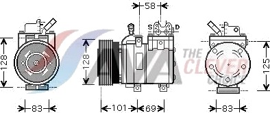 AVA COOLING SYSTEMS HYK166 AC-kompressor