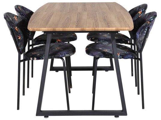Venture Design Inca & Vault spisegruppe Natur/flerfarget 4 st stoler & bord 160 x 85 cm