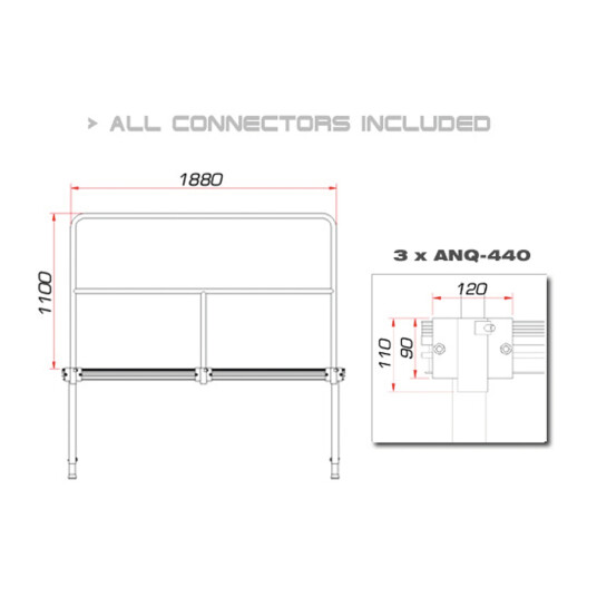 Guil Tmq-02/440 Stage Rail 188 Cm Aluminium Version Svart