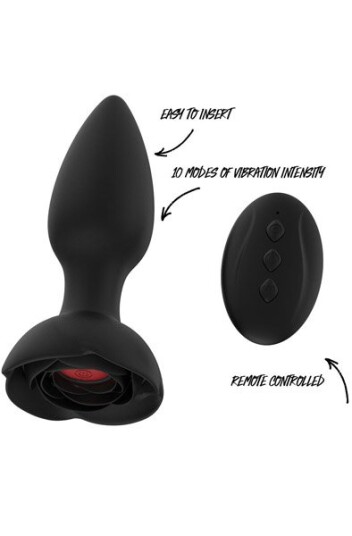 Vibrating Rose Buttplug With Remote