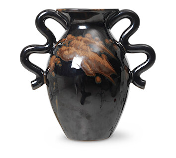 Verso Table vase, Black w. brown splash