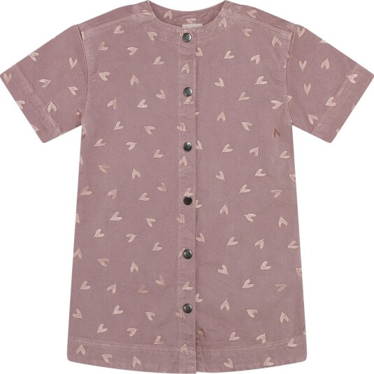 Minymo Dongerikjole Twill Fawn m. Hearts Minymo 8 år (128) Kjole Rosa