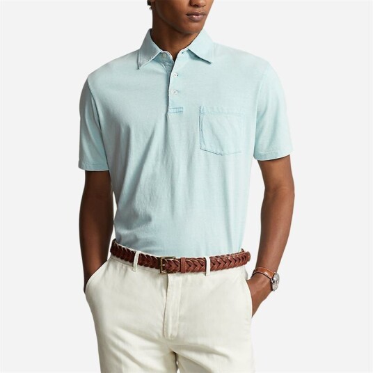Ralph Lauren Classic Fit Cotton-Linen Polo Shirt - Alpine Blue Blå M