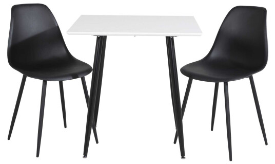 Venture Design Polar & Polar spisegruppe Hvit/svart 2 st stoler & bord 75 x 75 cm