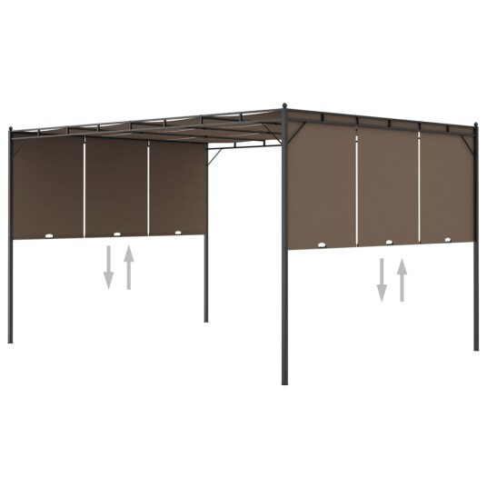 vidaXL Hagepaviljong med sidegardin 4x3x2,25 m gråbrun vidaXL Hagepaviljong med sidegardin 4x3x2,25 m gråbrun