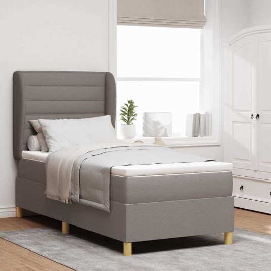 Box Springseng med madrass Taupe 100x200 cm Stoff