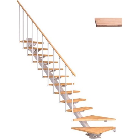 Dolle Sydney L trapp Hvit 9016 classic Ii hvitoljeret Eik 85 11   Loddret Høyde 222 270cm