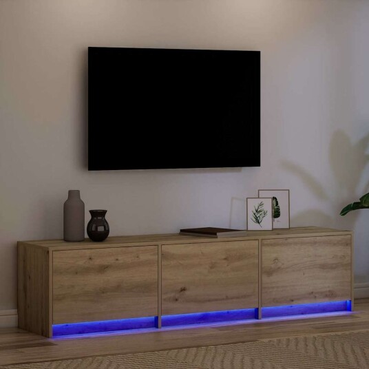 TV skap med LED lamper Kunstnerisk Eik 162 x 34 x 40 cm TV skap med LED lamper Kunstnerisk Eik 162 x 34 x 40 cm