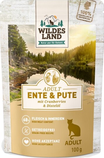 Wildes Land Cat Våtfôr And & Kalkun med Tistelolje 12x100g