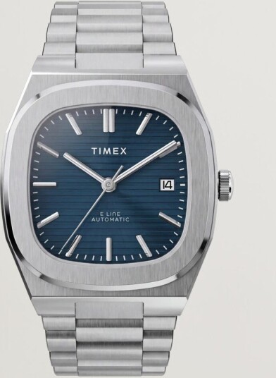 Timex Automatic E Line Stainless Steel 38mm Dark Blue Dial