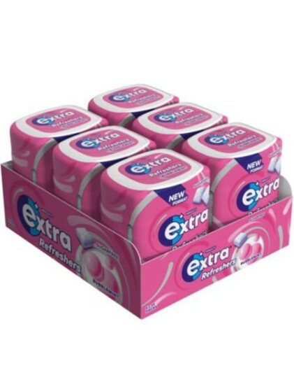 6 stk Extra Refreshers Bubblemint Tyggegummi Boks 67g   Hel Eske