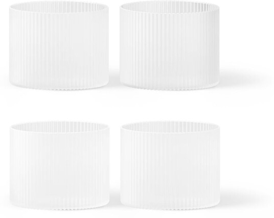 Ferm Living Ripple glass lavt 4-pakning Frosted Ferm Living Ripple glass lavt 4-pakning Frosted