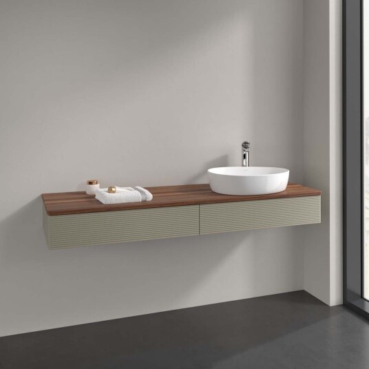 Villeroy & Boch  Antao Servantskap med 2 skuffer 160x50x19 cm u/lys Steingrå/Valnøtt