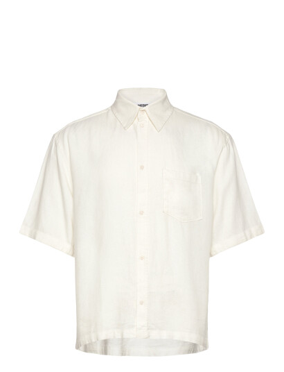 Weekday Relaxed Short-Sleeved Linen-Blend Shirt - White - XS