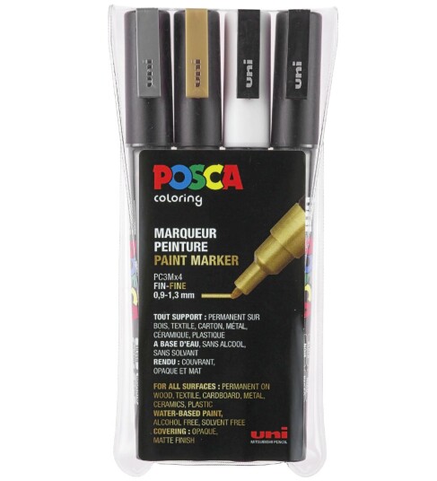 Posca Posca PC-3M Metallic Set of 4 Posca Posca PC-3M Metallic Set of 4